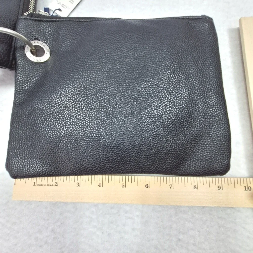French Connection Wristlet Womens OS Black Lara‎ Pebble Double Slim Pouches NWT